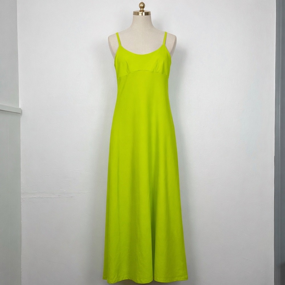Susana Monaco Neon Lime Green Supplex Lycra Maxi Slip Dress Womens Small USA